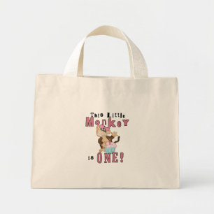 Pink Party Monkey 1st Birthday Tshirts and Gifts Mini Tote Bag