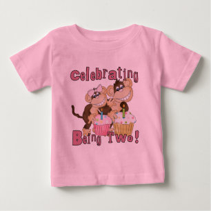 Pink Party Monkey 2nd Birthday Tshirts and Gifts