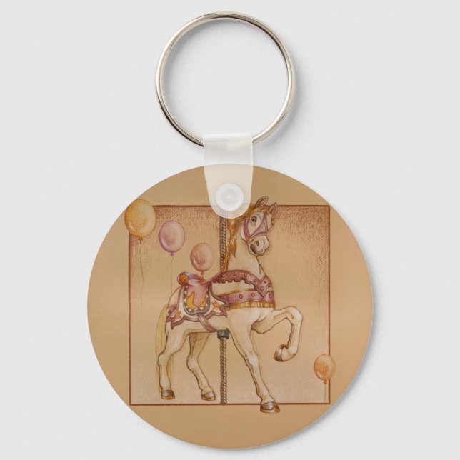 PINK PASSION CAROUSEL HORSE KEY RING (Front)
