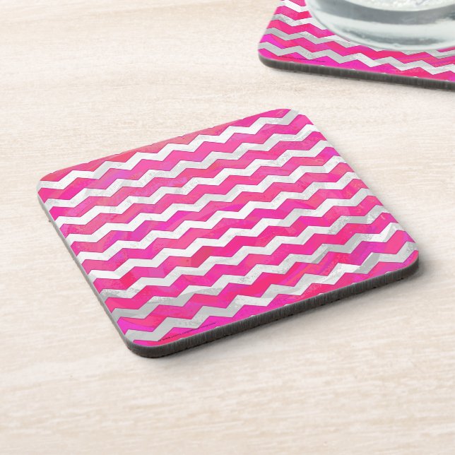Pink Passion Chevron Pattern Coaster (Left Side)