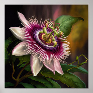Pink Passion Flower Art Print Poster