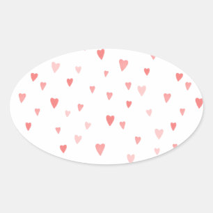 PINK PASSION HEARTS OVAL STICKER