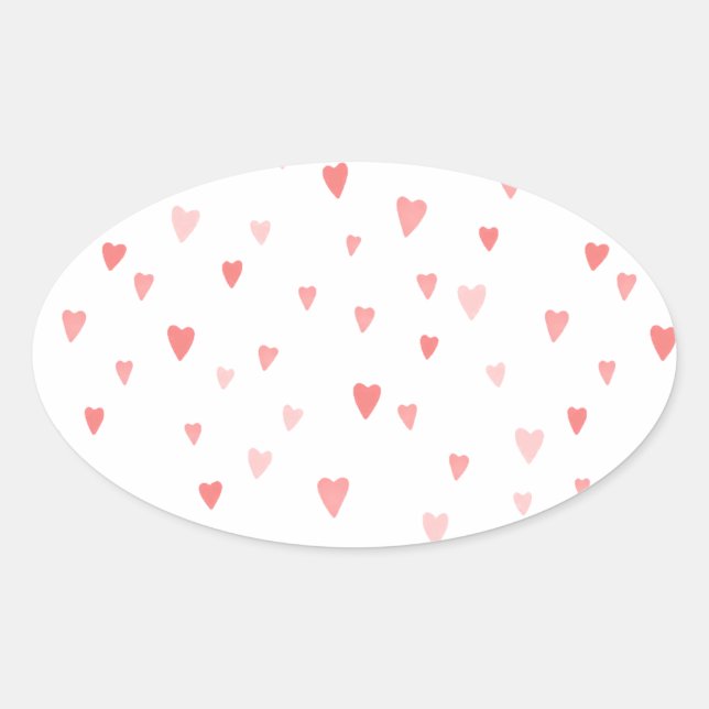 PINK PASSION HEARTS OVAL STICKER (Front)
