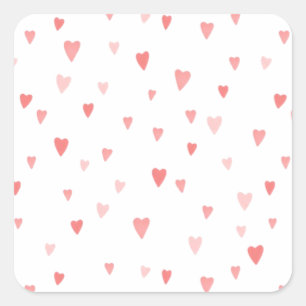 PINK PASSION HEARTS SQUARE STICKER
