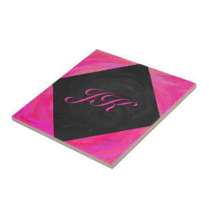 Pink Passion Monogram Ceramic Tile