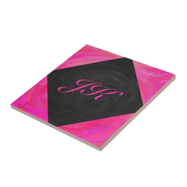 Pink Passion Monogram Ceramic Tile (Side)