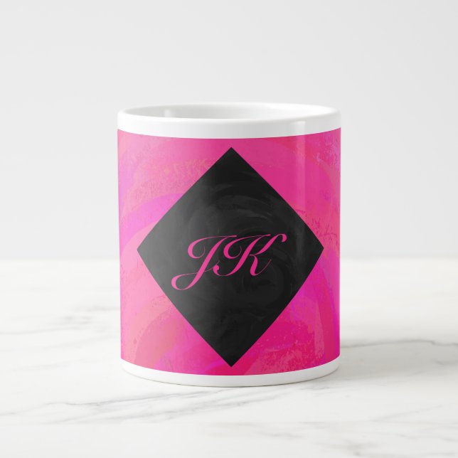 Pink Passion Monogram Large Coffee Mug (Front)