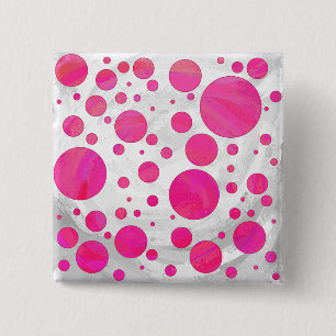 Pink Passion Polka Dot Pattern 15 Cm Square Badge