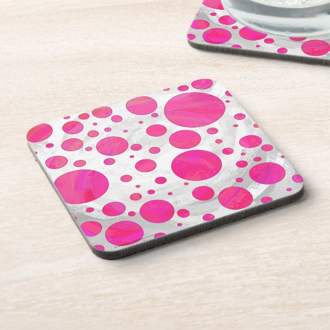 Pink Passion Polka Dot Pattern Coaster (Left Side)