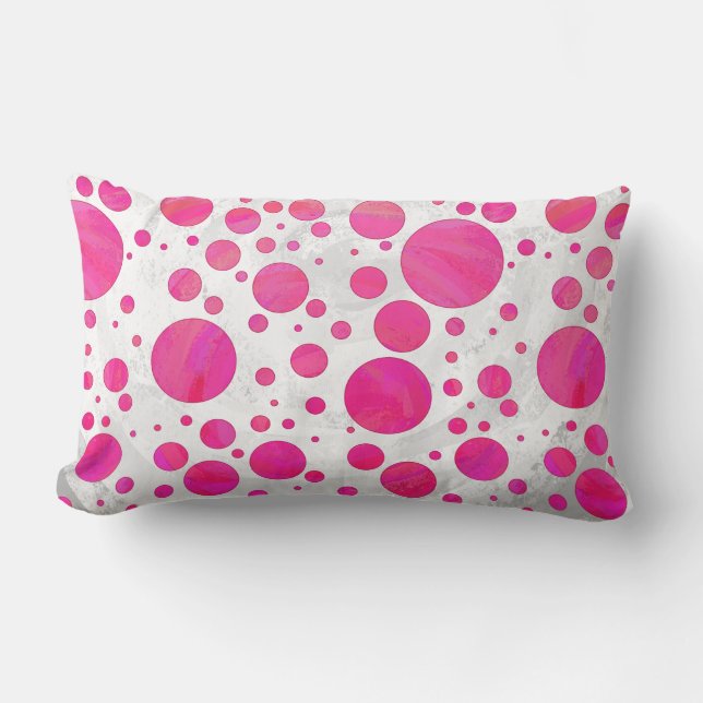 Pink Passion Polka Dot Pattern Lumbar Cushion (Front)
