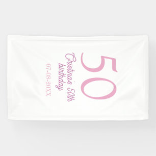 PINK PASTEL 50 birthday anniversary add name date Banner