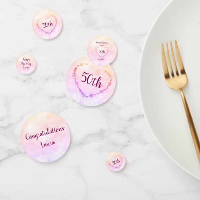 Pink Pastel 50th birthday design Confetti (Group)
