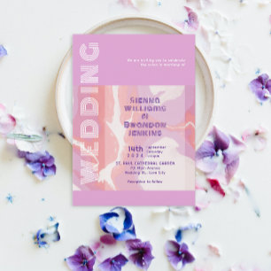Pink Pastel Abstract Art Wedding Invitation