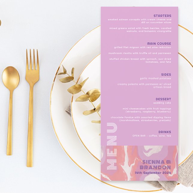 Pink Pastel Abstract Art Wedding Menu (Creator Uploaded)