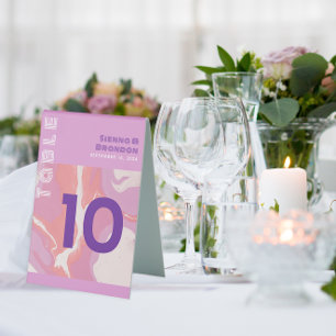 Pink Pastel Abstract Art Wedding Table Tent Sign