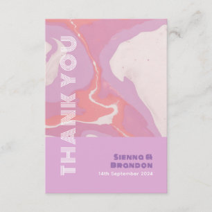 Pink Pastel Abstract Art Wedding Thank You Card