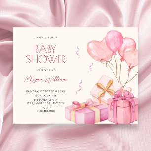 Pink pastel baby shower invitation