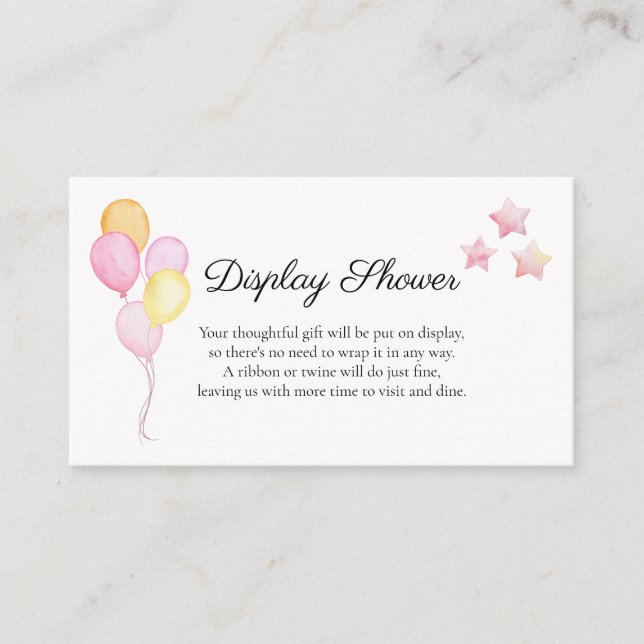 Pink Pastel Balloon Display Shower Insert Card (Front)