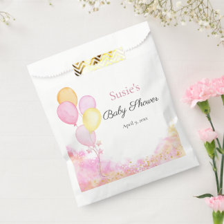 Pink Pastel Balloon Personalised Baby Shower Favou Favour Bag