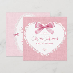Pink pastel bow aesthetic bridal shower invitation