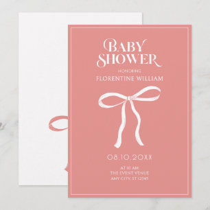 Pink pastel bow ribbon Baby shower Invitation