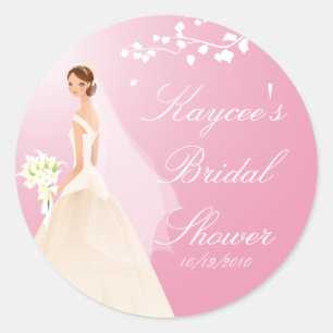 Pink Pastel Bride Bridal Shower Sticker