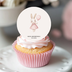 Pink Pastel Bunny Easter Kids Birthday Classic Round Sticker