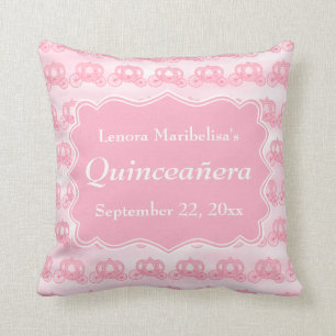 Pink Pastel Carriages Quinceanera Cushion