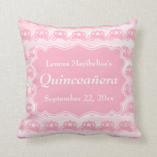 Pink Pastel Carriages Quinceanera Cushion