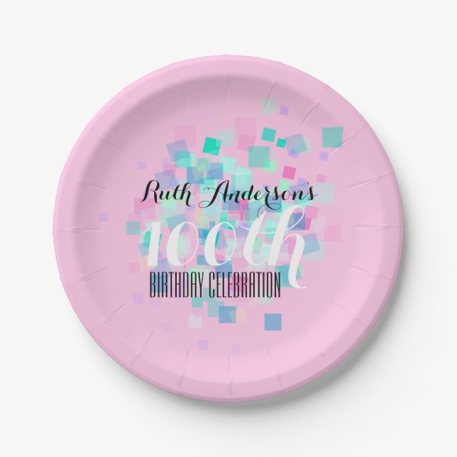 Pink Pastel Colours 100th Birthday Party P Plate (Front)