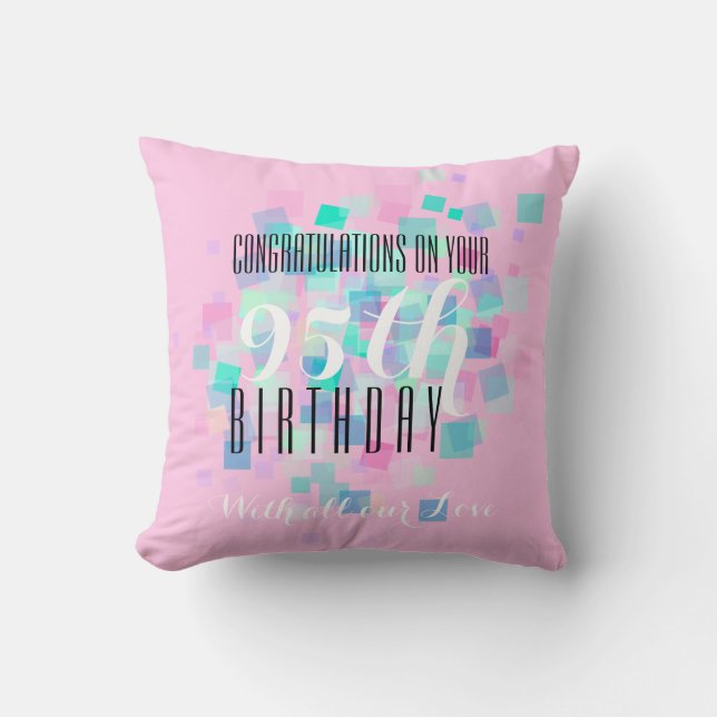 Pink Pastel Colours 95th Birthday Custom Pillow (Front)