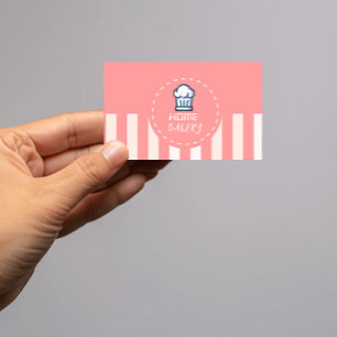 Pink Pastel Cute Simple Home Bakery Logo Business Card