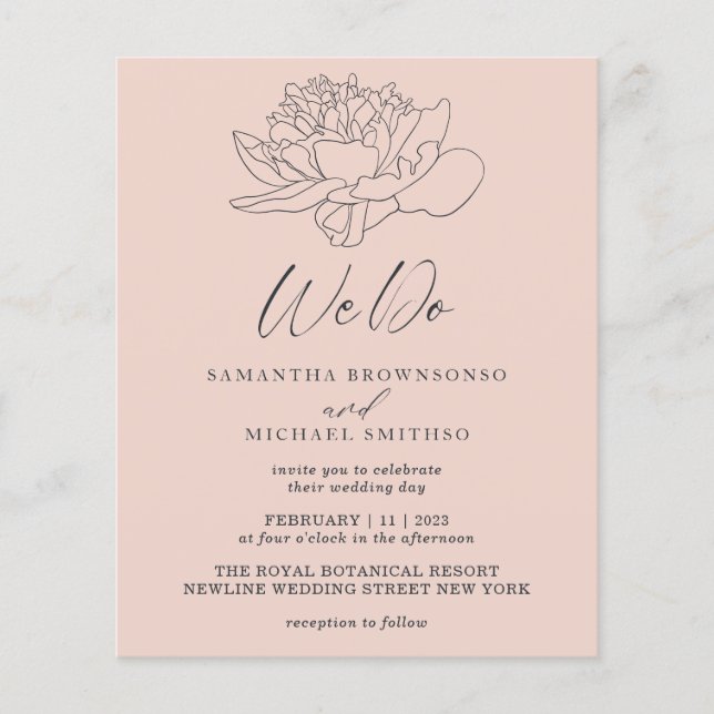 Pink Pastel Dandelion Botanical Budget We Do Flyer (Front)