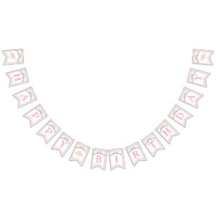 Pink Pastel Dinosaur Birthday Party Bunting Banner