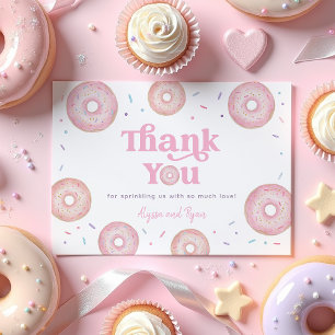 Pink Pastel Donut Baby Sprinkle Thank You Card