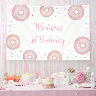 Pink Pastel Donut Birthday Banner