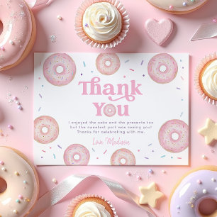 Pink Pastel Donut Sprinkle Birthday Thank You Card