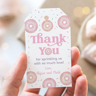 Pink Pastel Doughnut Baby Sprinkle Thank You Gift Tags
