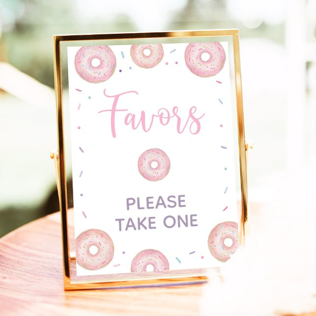Pink Pastel Doughnut Birthday Favours Sign (Creator Uploaded)