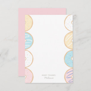 Pink Pastel Doughnut Birthday Party Thank You Card