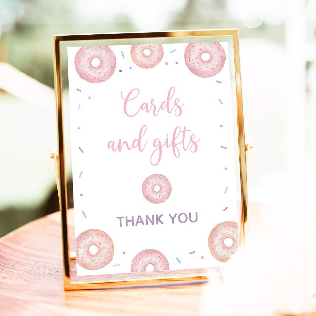 Pink Pastel Doughnut Cards & Gifts Birthday Sign (Creator Uploaded)