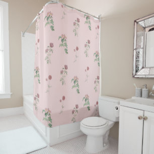 Pink Pastel Floral Pattern Vintage Grandmillenial Shower Curtain