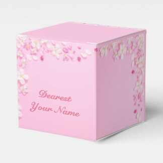 Pink Pastel Floral Petal Personalised Favour Box