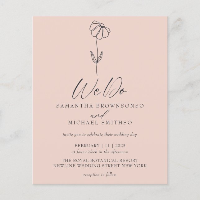 Pink Pastel Flower Botanical Budget We Do Flyer (Front)