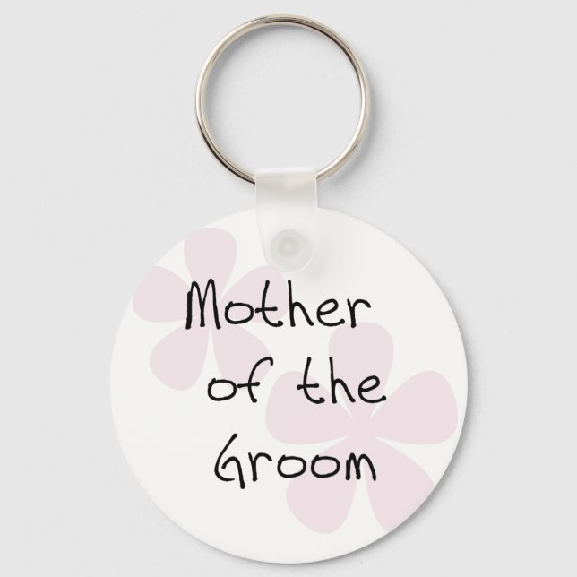 Pink Pastel Flowers Mother of Groom Key Ring (Front)