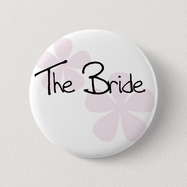 Pink Pastel Flowers The Bride 6 Cm Round Badge (Front)