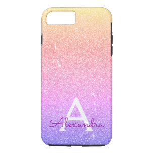 Pink Pastel Glitter and Sparkle Monogram iPhone 8 Plus/7 Plus Case