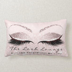 Pink Pastel Glitter Eye Makeup Lashes Beauty Ombre Lumbar Cushion