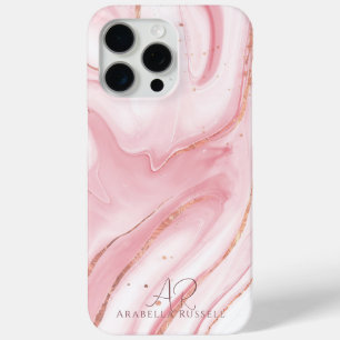 Pink Pastel Gold Glitter Marble Customisable iPhone 15 Pro Max Case