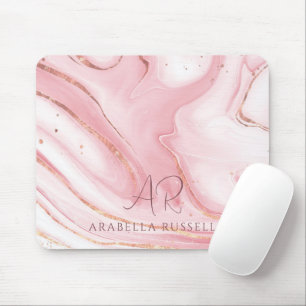 Pink Pastel Gold Glitter Marble Customisable Mouse Pad